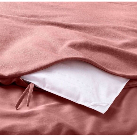 King Heavyweight Linen Blend Duvet & Sham Set Rose - Casaluna NEW - Picture 7 of 9